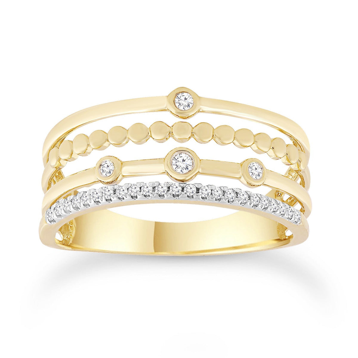 Diamond ring with 0.10ct diamonds in 9K yellow gold