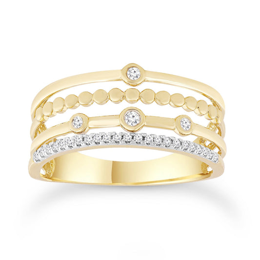 Diamond ring with 0.10ct diamonds in 9K yellow gold
