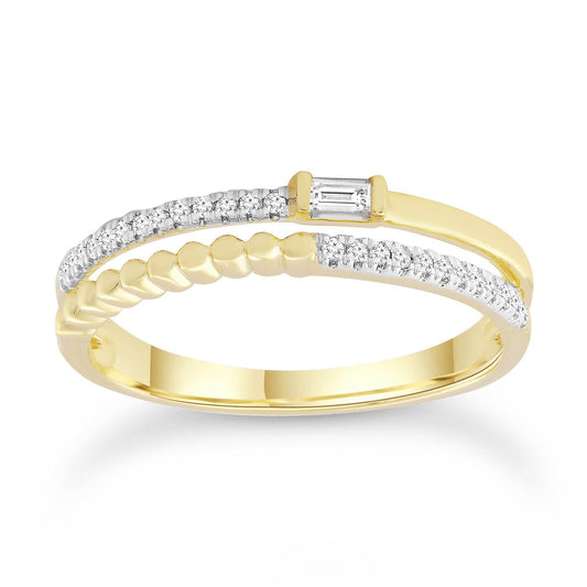 Diamond ring with 0.10ct diamonds in 9K yellow gold