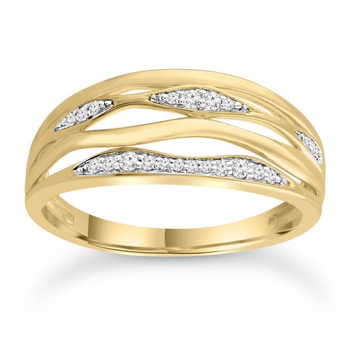 Diamond ring with 0.12ct diamonds in 9K yellow gold