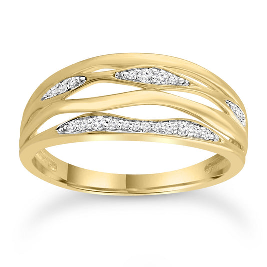 Diamond ring with 0.12ct diamonds in 9K yellow gold
