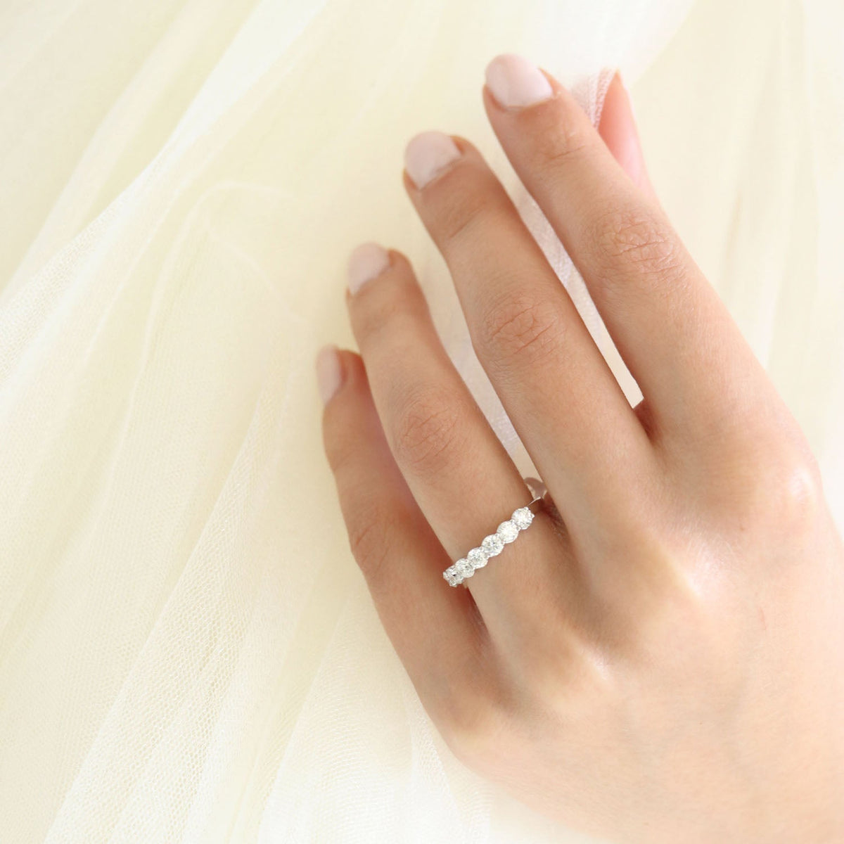 Diamond fashion ring with 1.00ct diamonds in 18K white gold — view 4