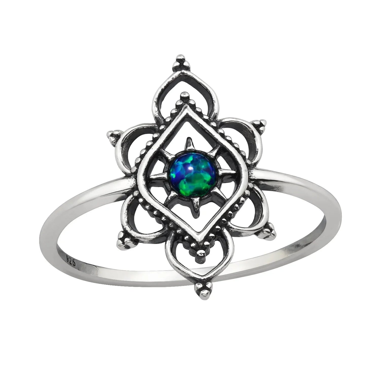 Filigree Sterling Silver Ring with Synthetic Opal Giulia'secret