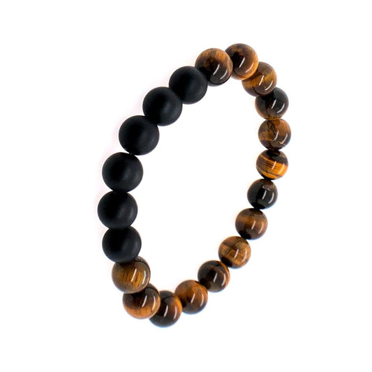 Blaze Stainless steel men’s tiger eye and agate ball bracelet