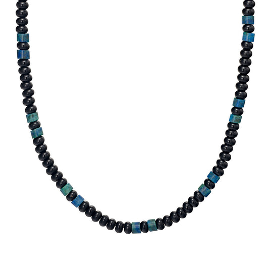 Blaze men’s black and sodalite bead necklace with stainless steel lobster clasp