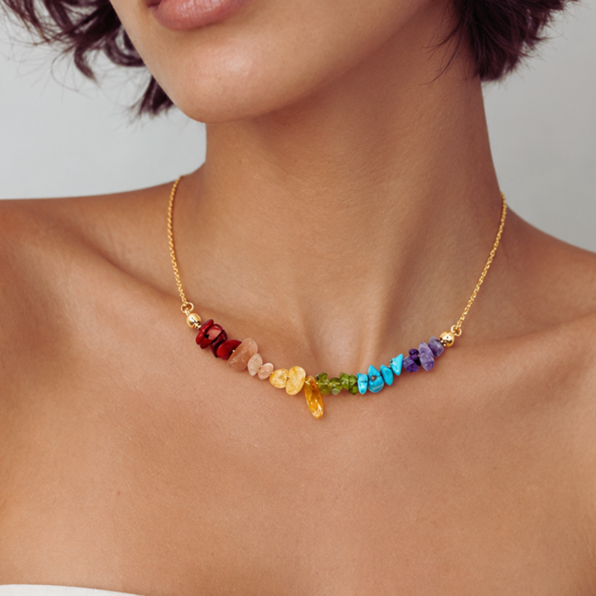 Seven Chakras Multi Stone Necklace
