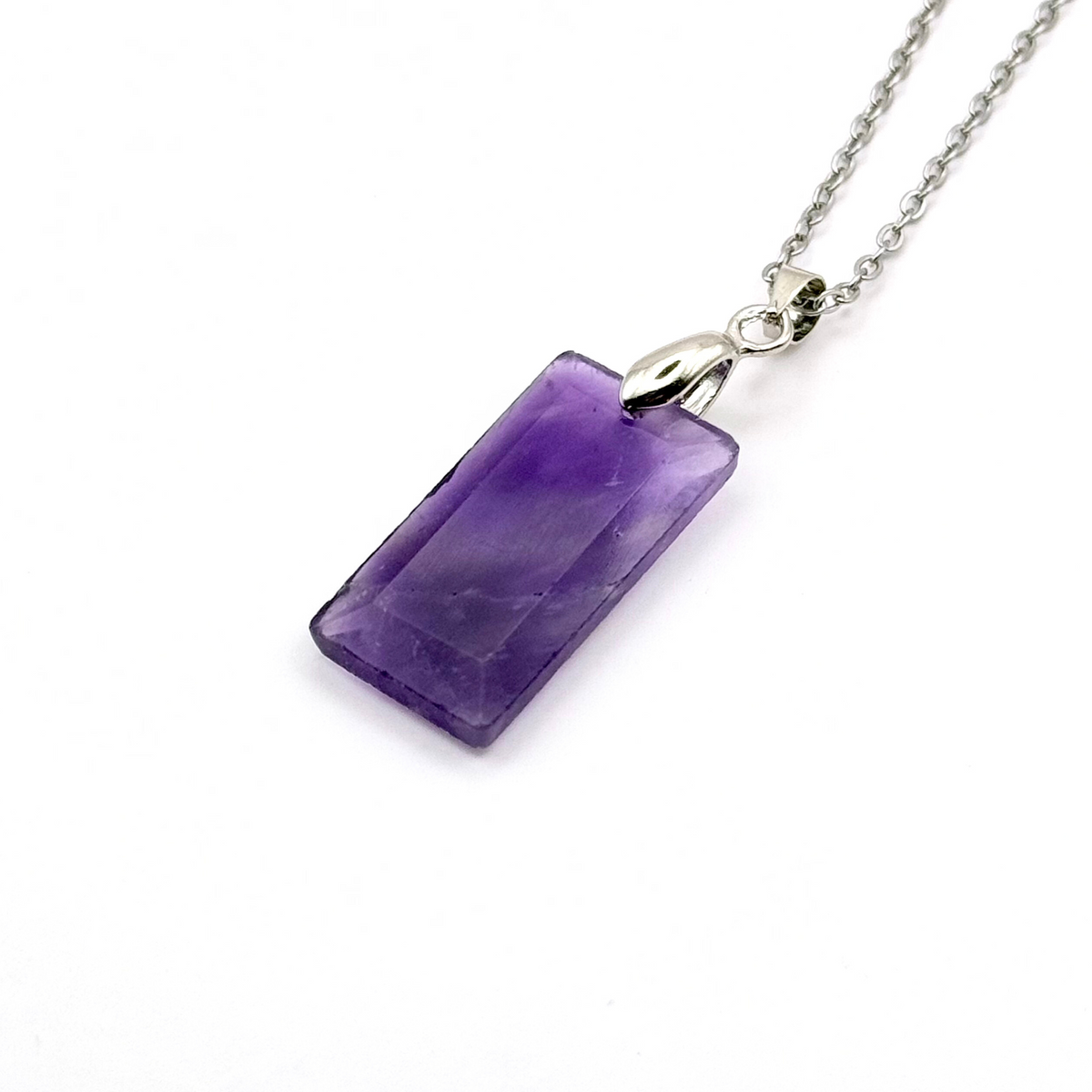 Rectangle Faceted Natural Stone Necklace