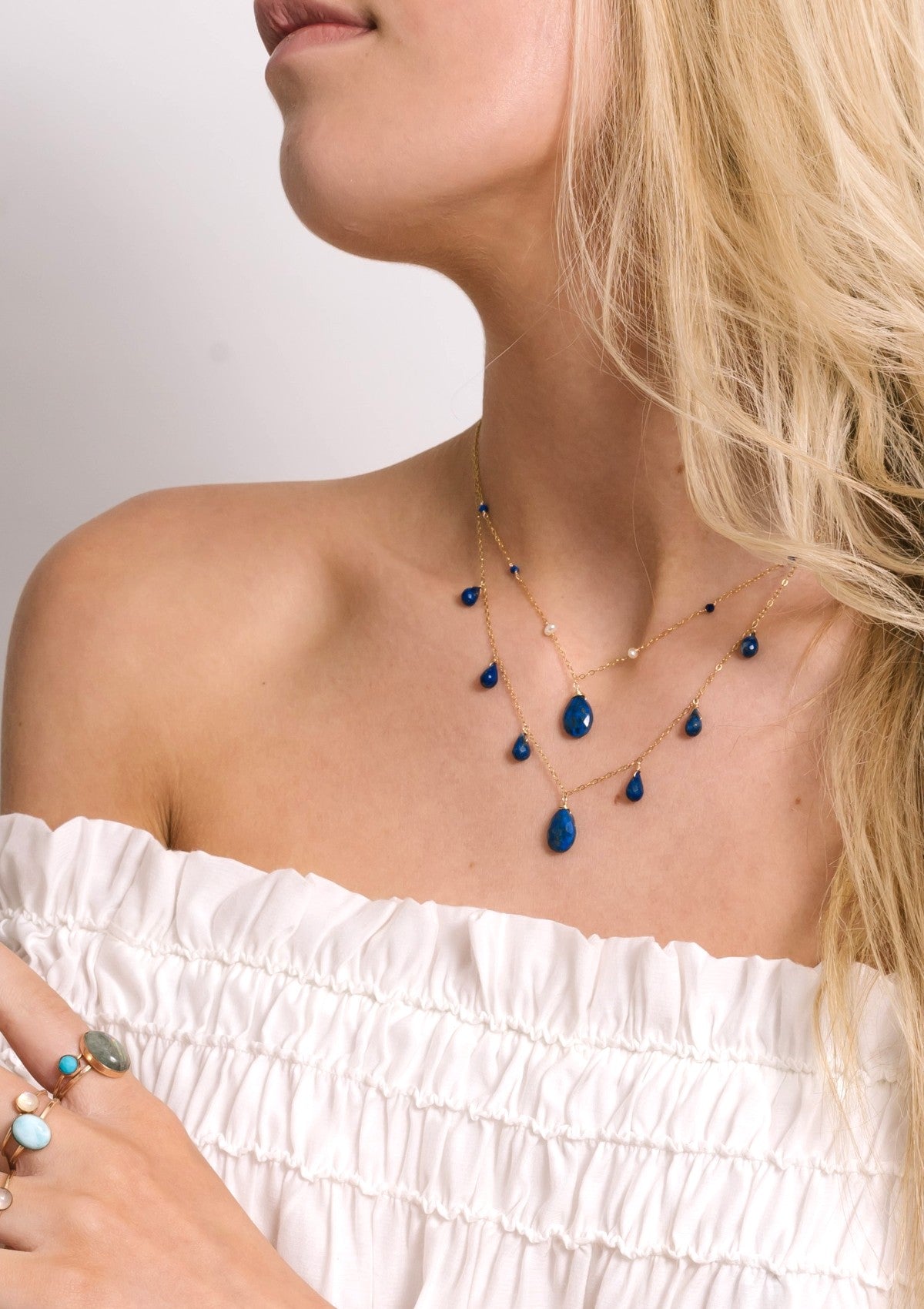 Handmade Lapis Lazuli Princess Necklace 18 Inch 14K Gold Filled Jewelry