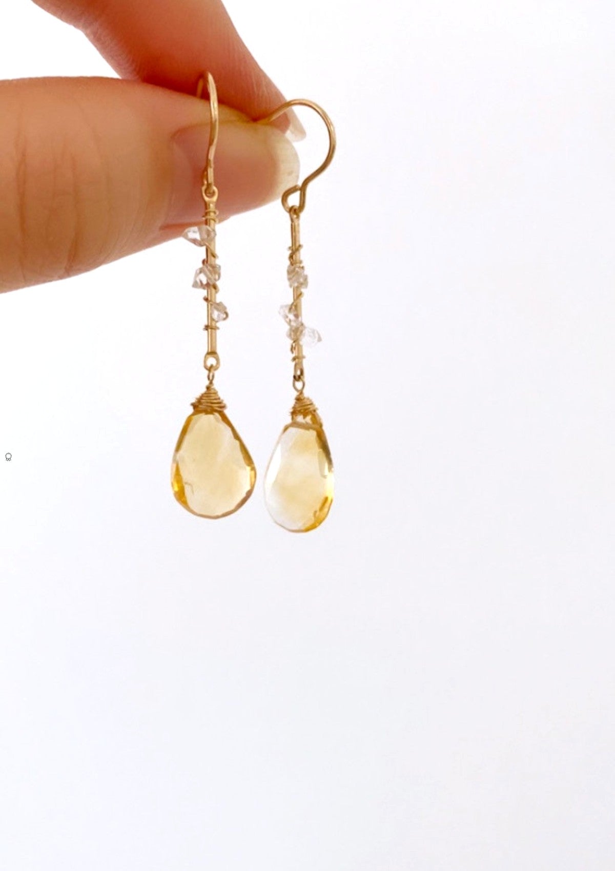 Citrine and Herkimer Diamonds Queen Earrings