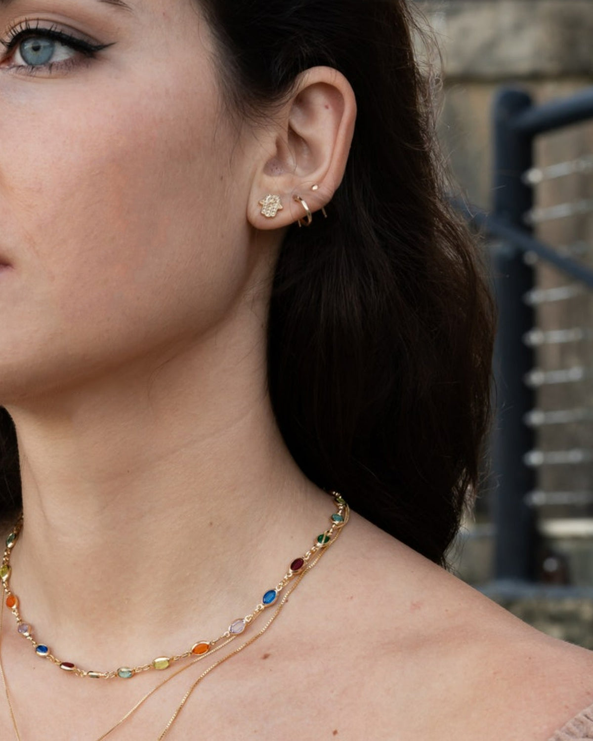 Hamsa stud earrings