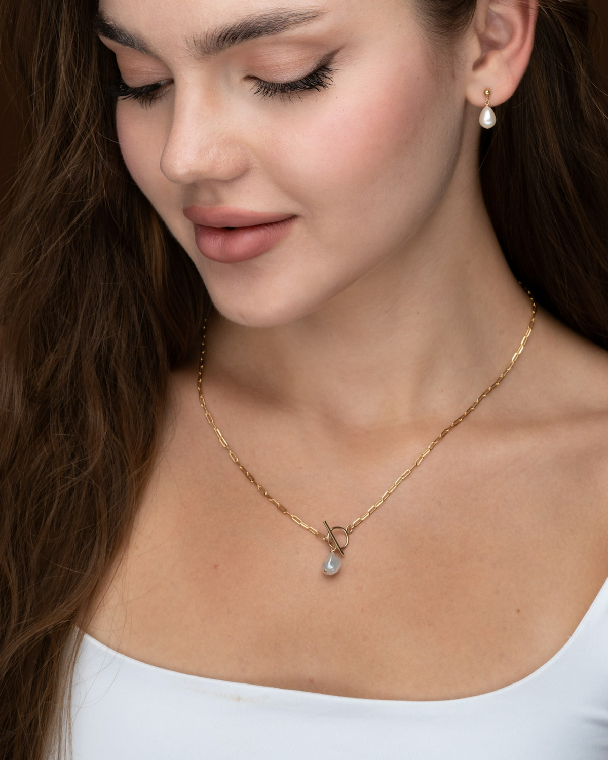 Keshi Pearl Lock Necklace