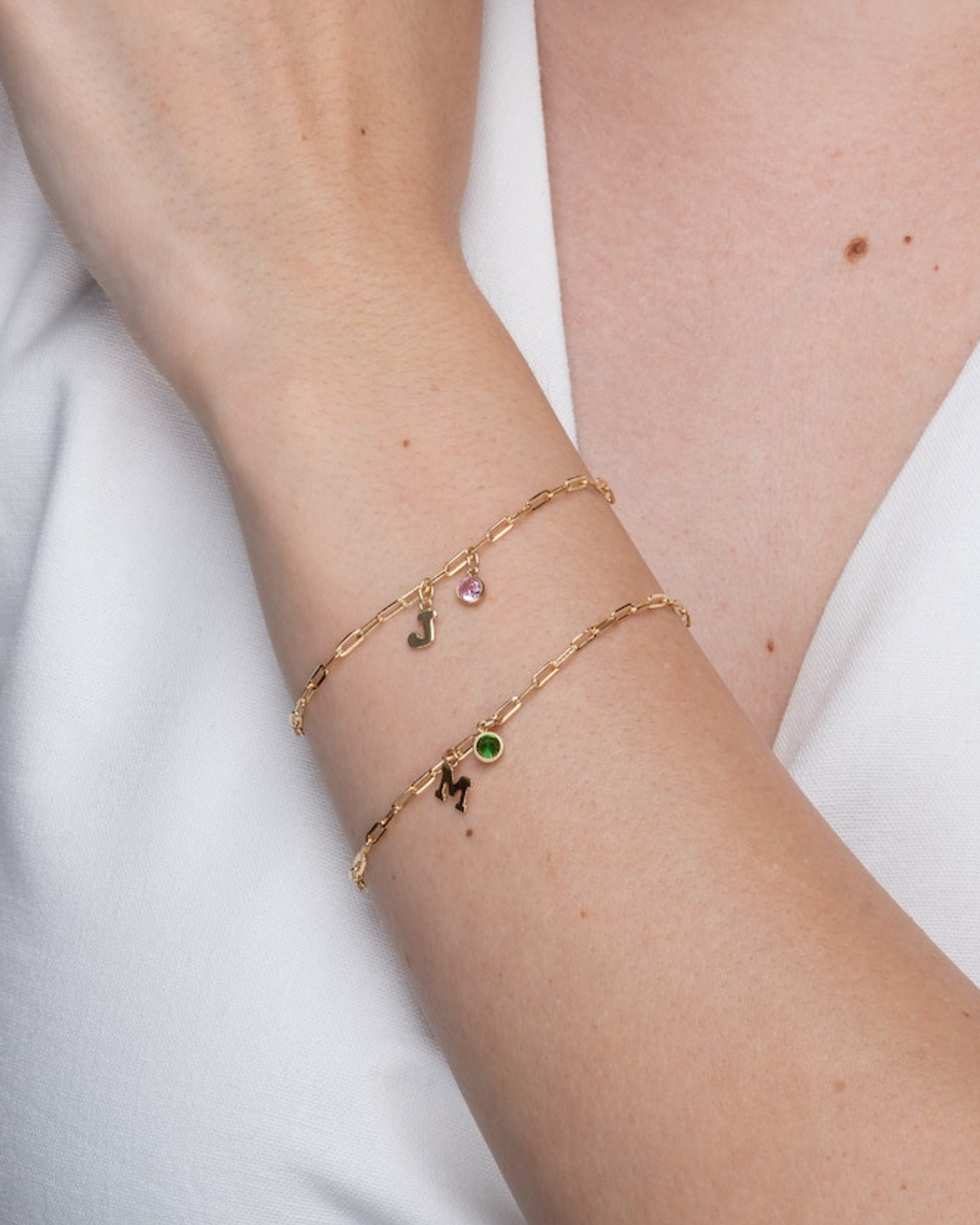 【A-Z】Initial and Birthstone Bracelet
