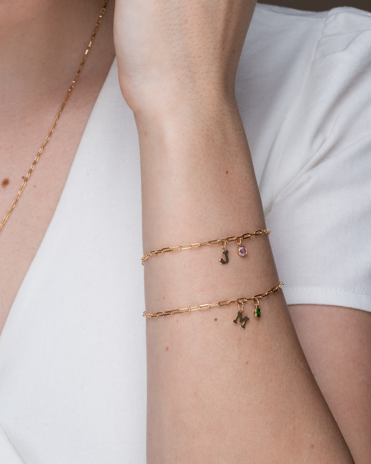 【A-Z】Initial and Birthstone Bracelet