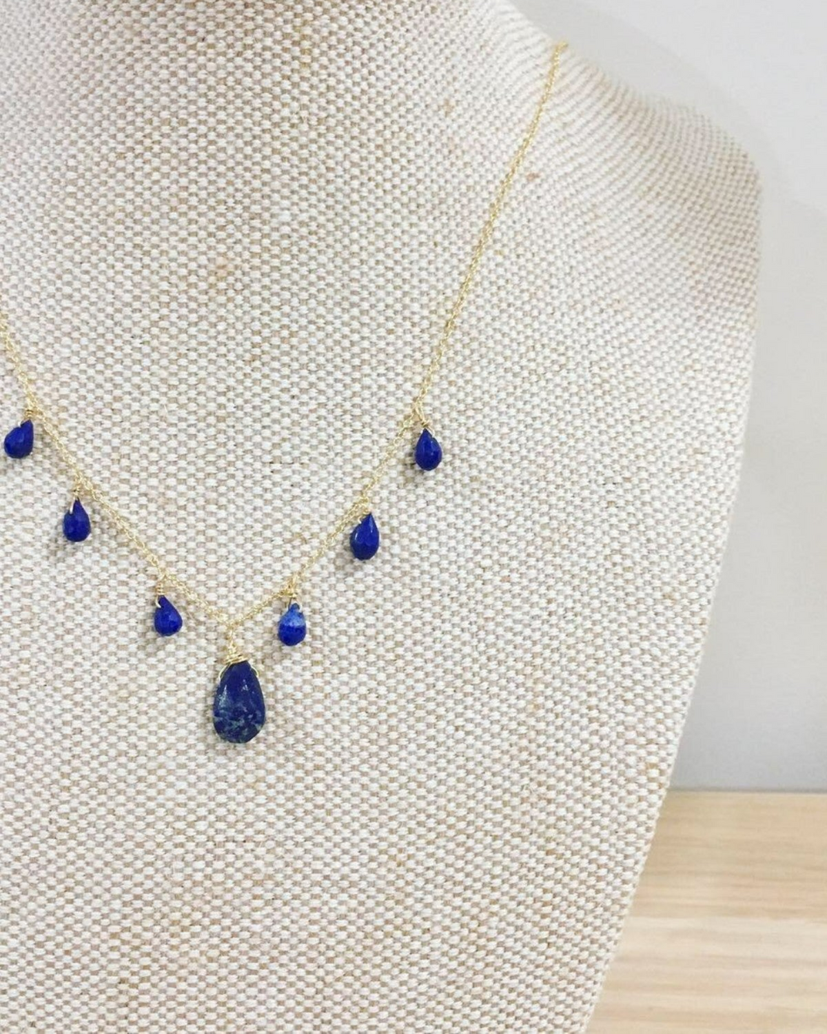 Handmade Lapis Lazuli Princess Necklace 18 Inch 14K Gold Filled Jewelry