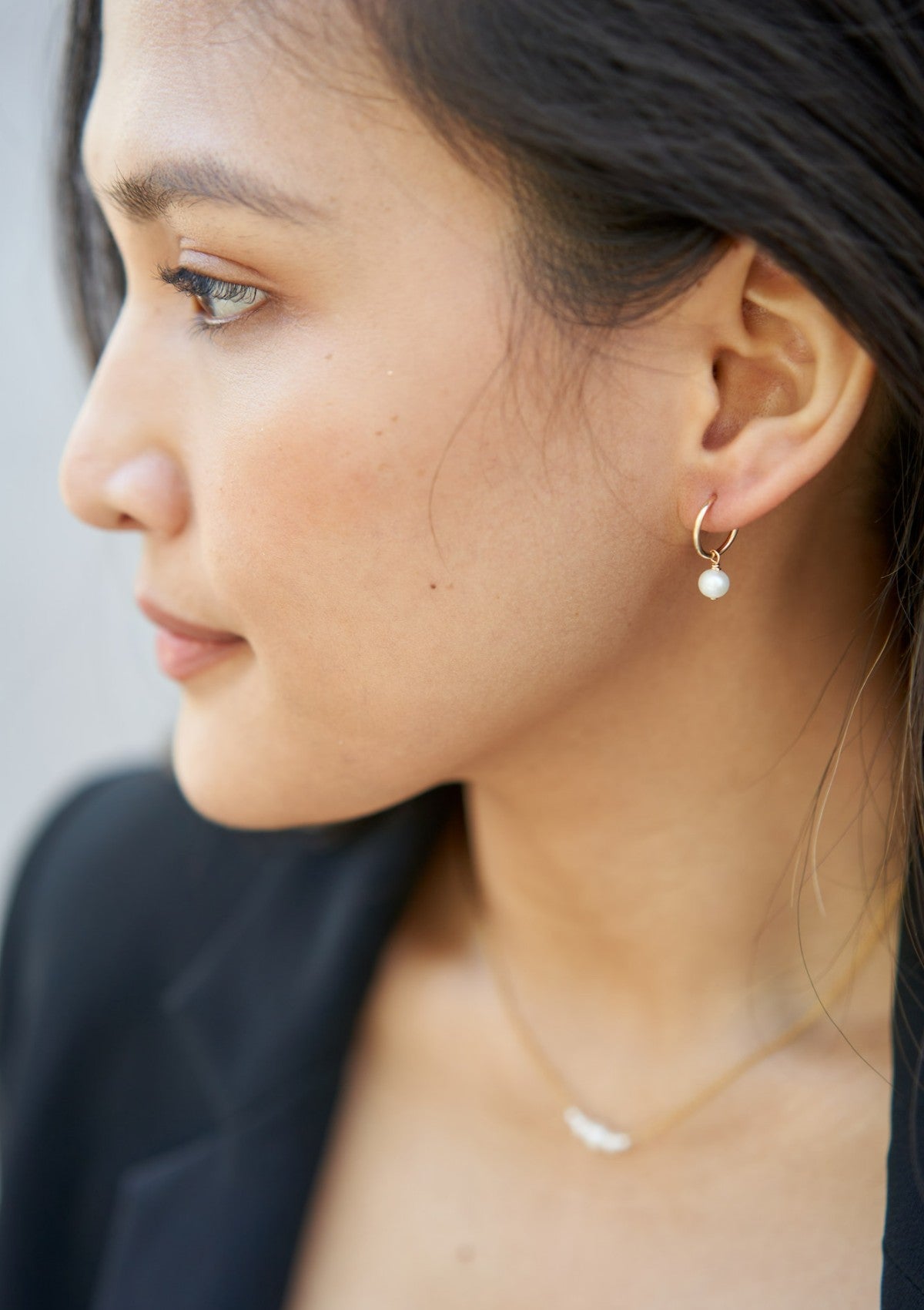 Petite Pearl Infinity Hoops (12mm)