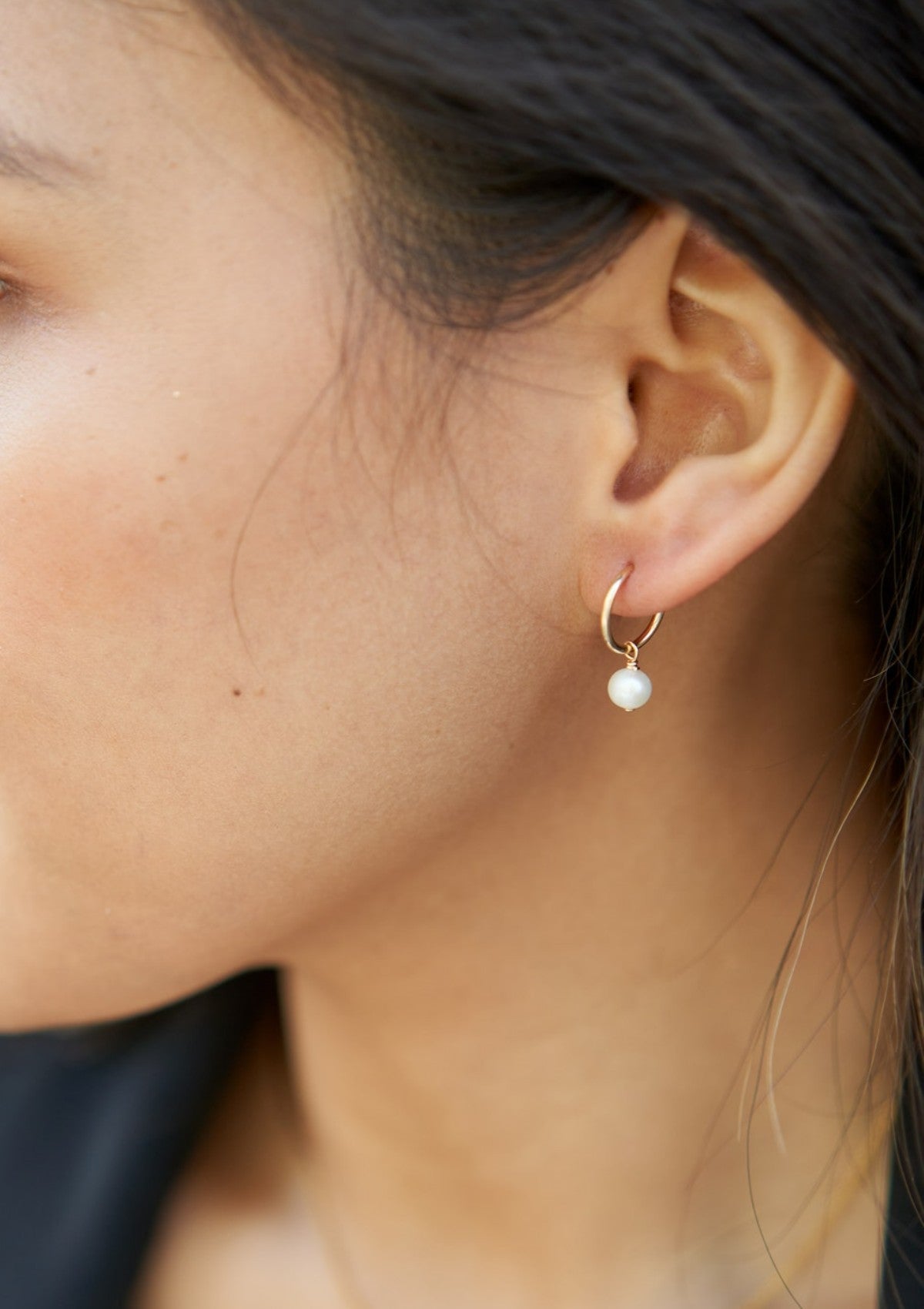 Petite Pearl Infinity Hoops (12mm)