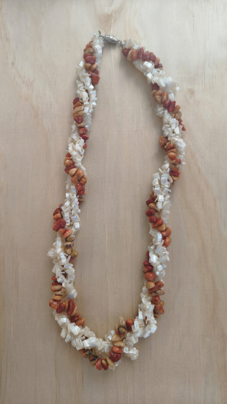 Vintage Shell Chip Multistrand Torsade Necklace Boho Beachy Charm