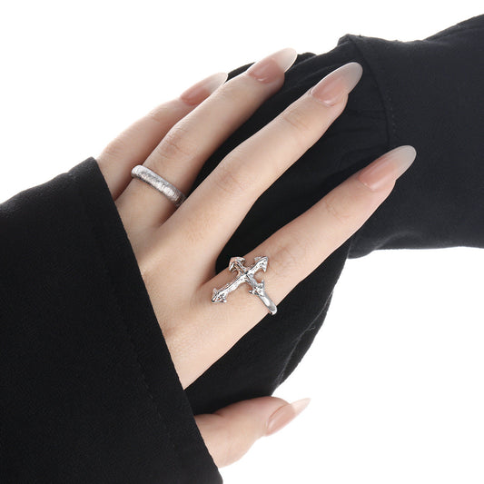Cross 925 sterling silver adjustable ring — view 2
