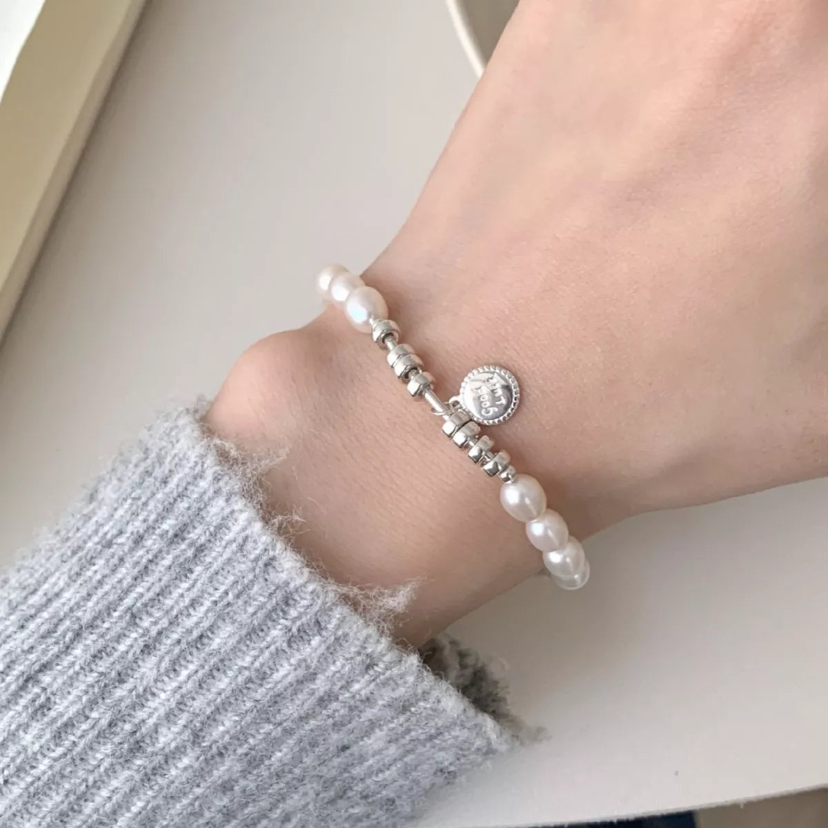 Freshwater Pearl Chain Bracelet — 925 Sterling Silver