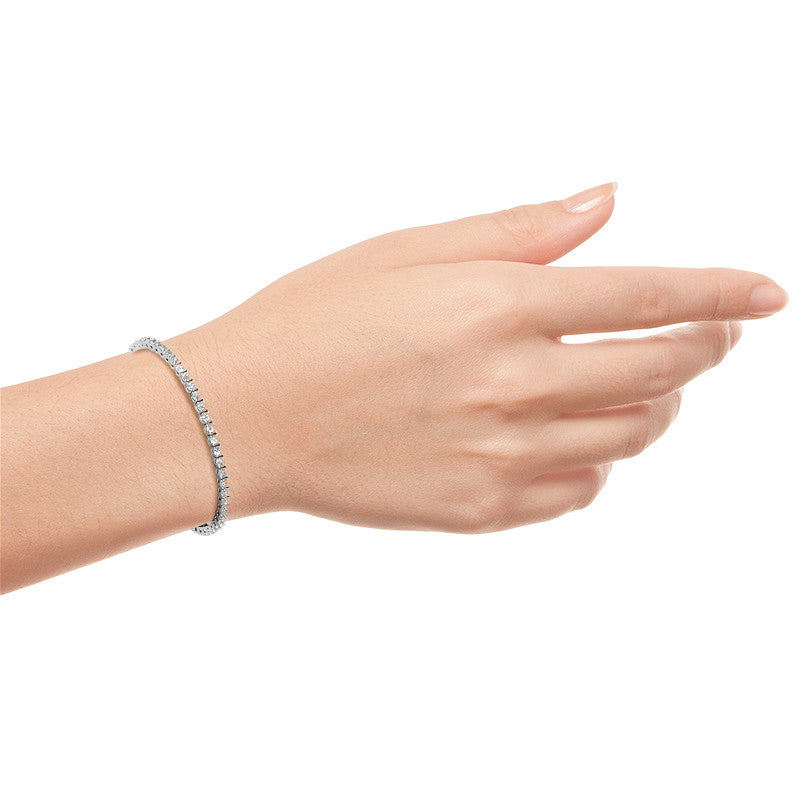 Pulsera de tenis de oro blanco de 14 quilates con diamantes cultivados en laboratorio certificados por AGI de 6.00 CTW