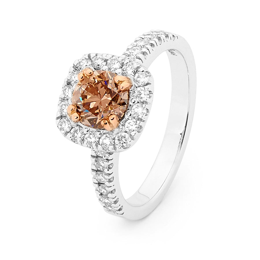 Chocolate diamond halo ring, 1.57ct
