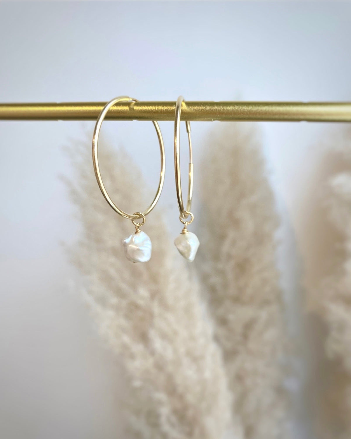Keshi Pearl Hoop Earrings