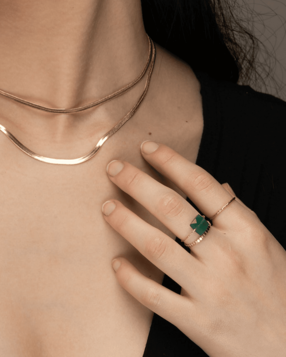 Green Onyx Square Daily Serenity Ring
