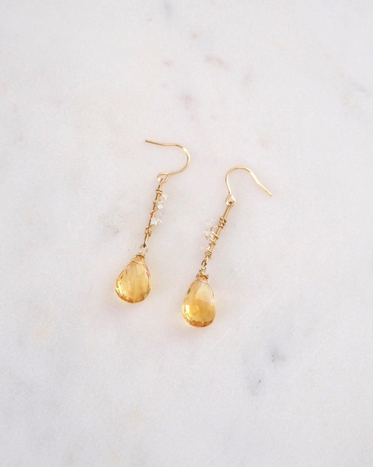 Citrine and Herkimer Diamonds Queen Earrings