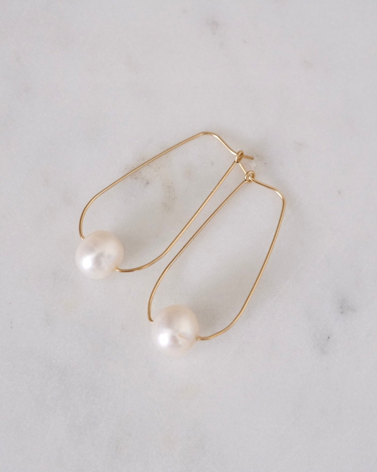Pearl U Hoop Earrings
