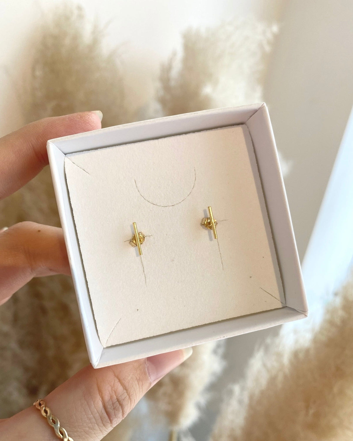 Gold Bar Stud Earrings