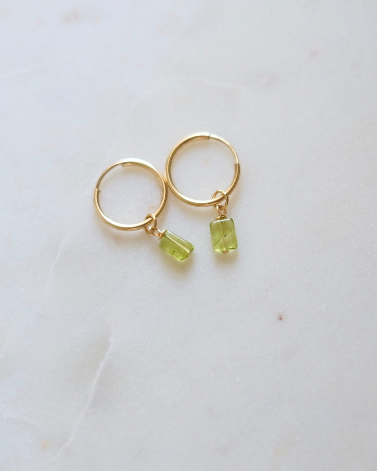 Peridot Square Mini Infinity Hoops
