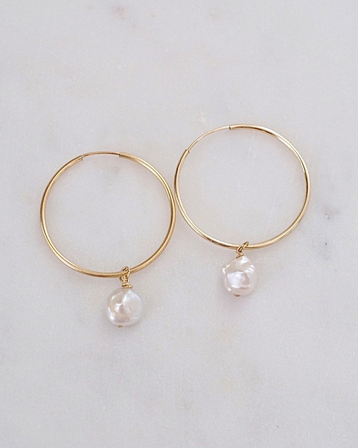 Keshi Pearl Hoop Earrings