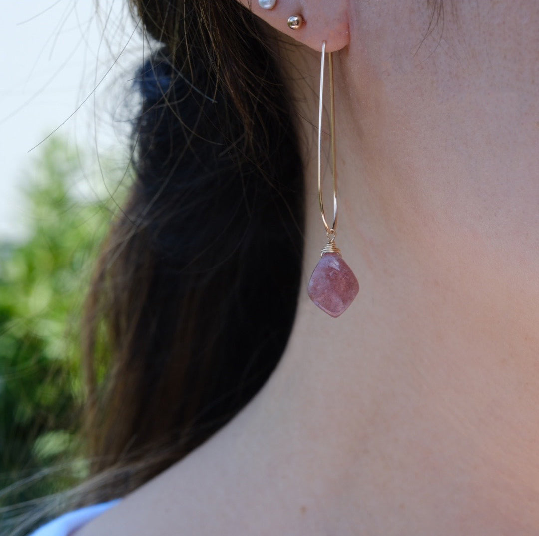 Strawberry Quartz U Hoops