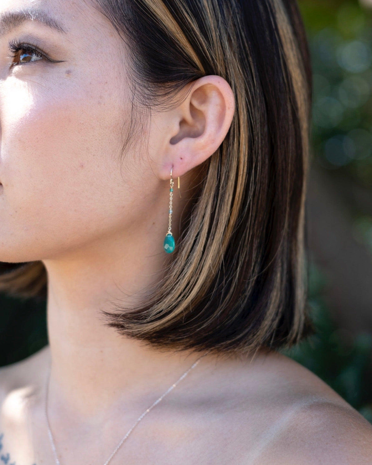 Green Onyx Mix Drop Earrings