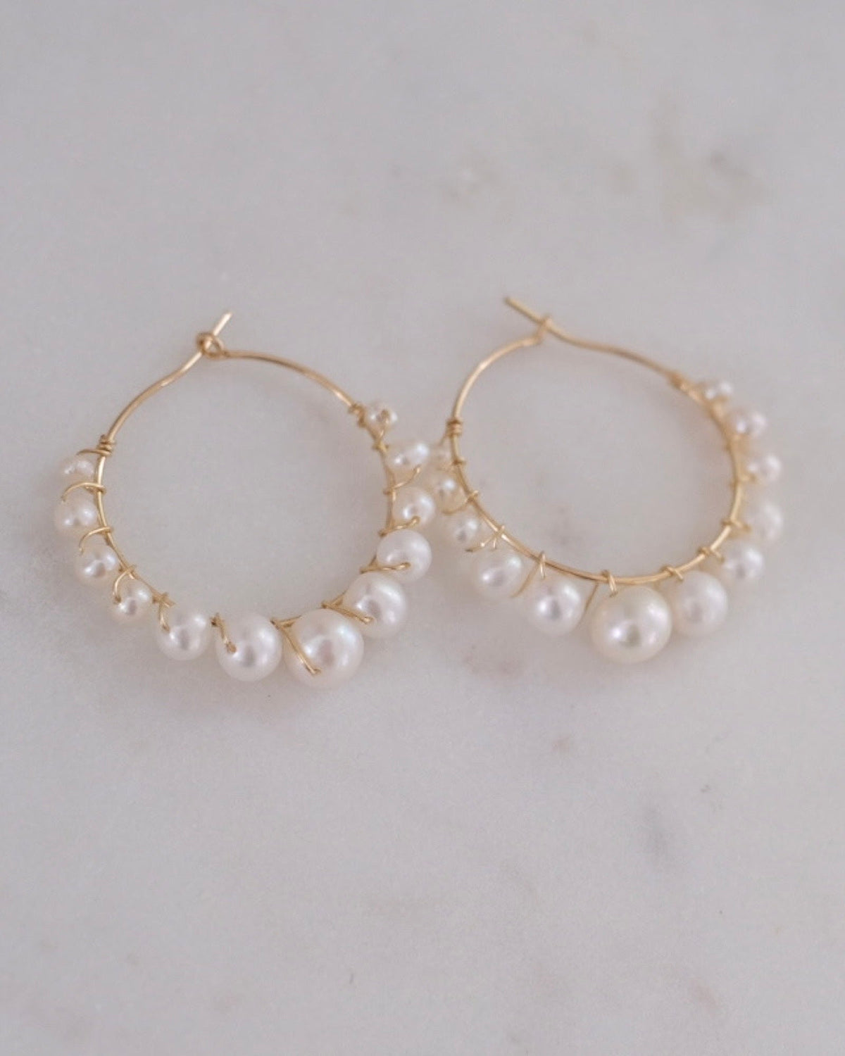 Bubble Pearl Hoop Earrings