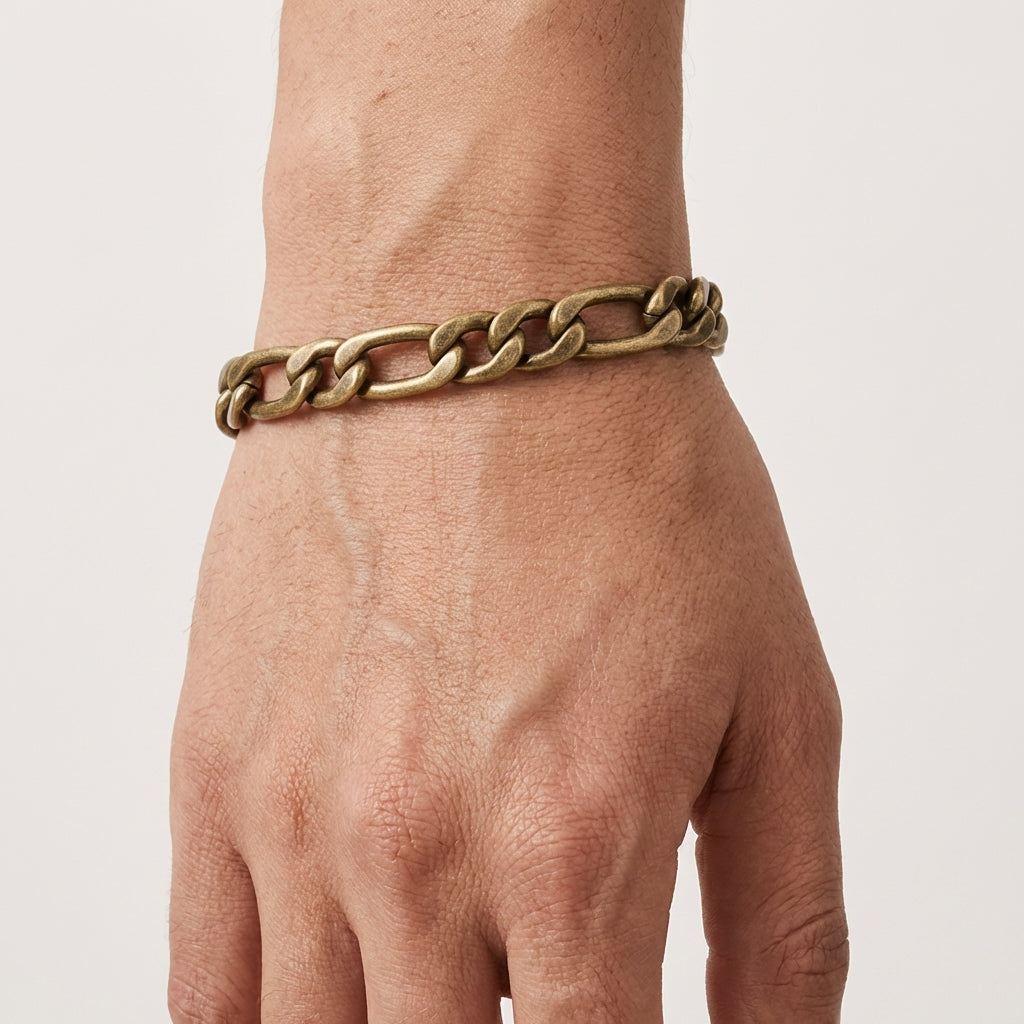 Blaze men’s stainless steel figaro link bracelet in bronze