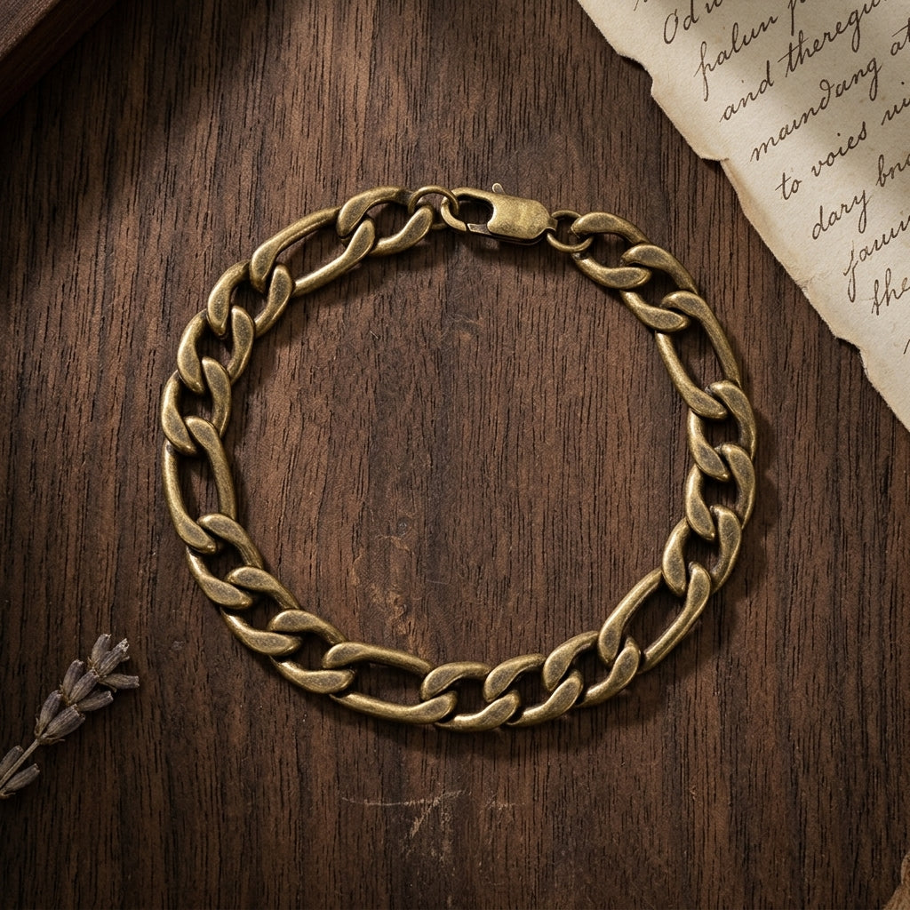 Blaze men’s stainless steel figaro link bracelet in bronze