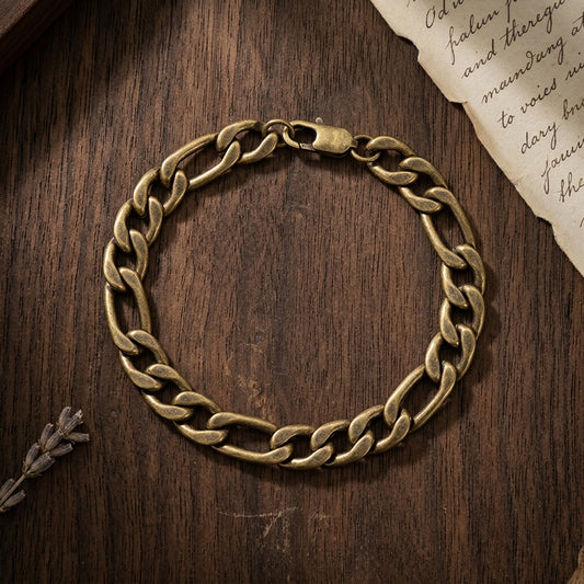 Blaze men’s stainless steel figaro link bracelet in bronze