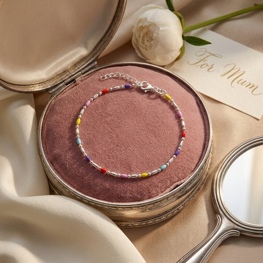 925 Sterling Silver Multi-Color Enamel Bracelet