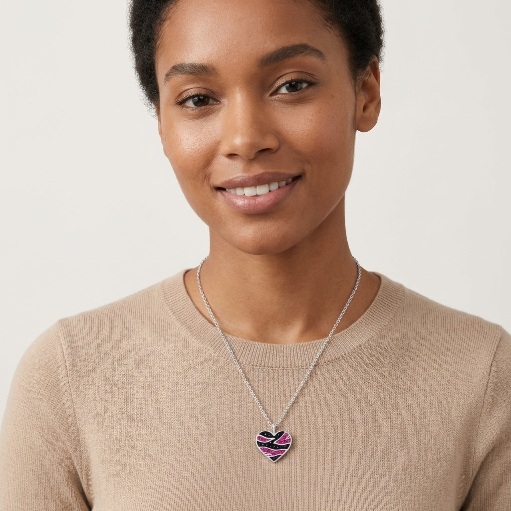 Collar de Corazón de Plata de Ley con Cristal