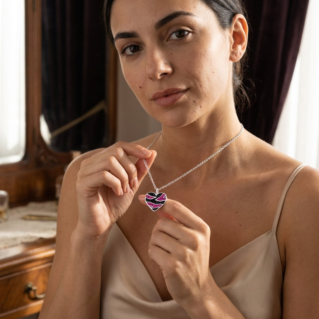 Collar de Corazón de Plata de Ley con Cristal