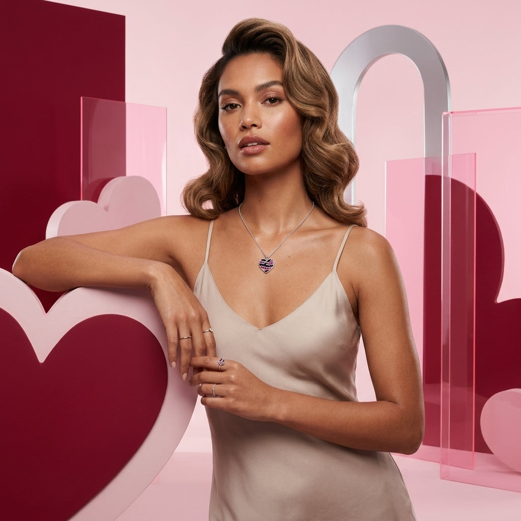 Collar de Corazón de Plata de Ley con Cristal