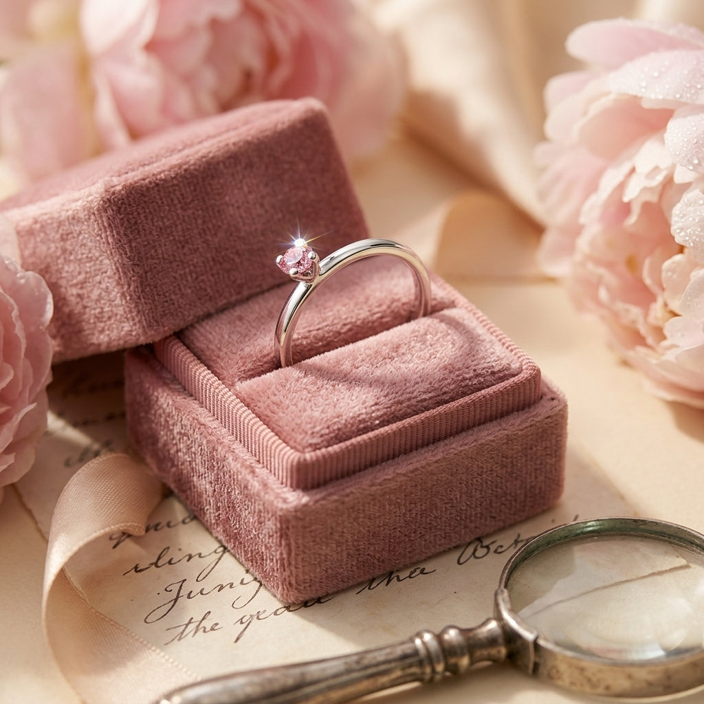 Anillo de plata combinable con circonita cúbica rosa