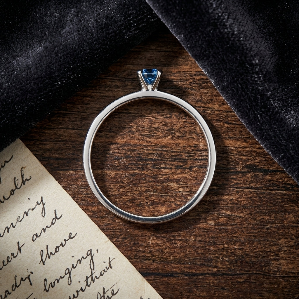 Anillo de plata combinable con espinela azul