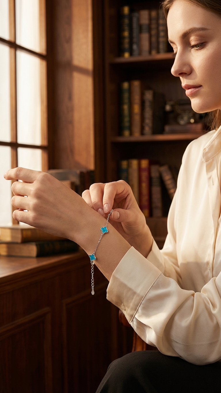 Sterling silver fine TQ multi-flower bracelet