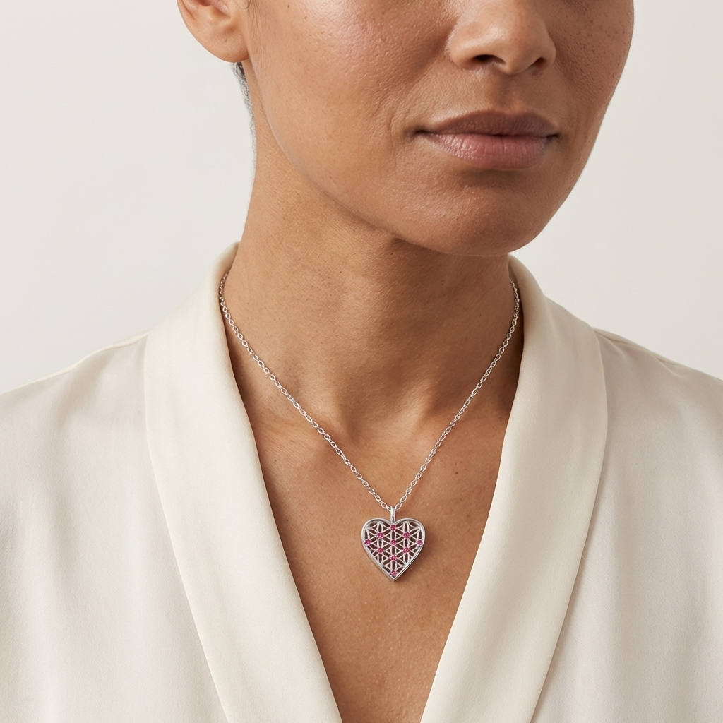 Collar de Plata de Ley con Corazón y Circonita Cúbica