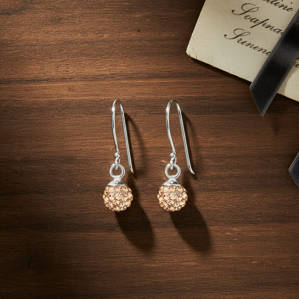 Pendientes de bola de cristal plateados con cristal