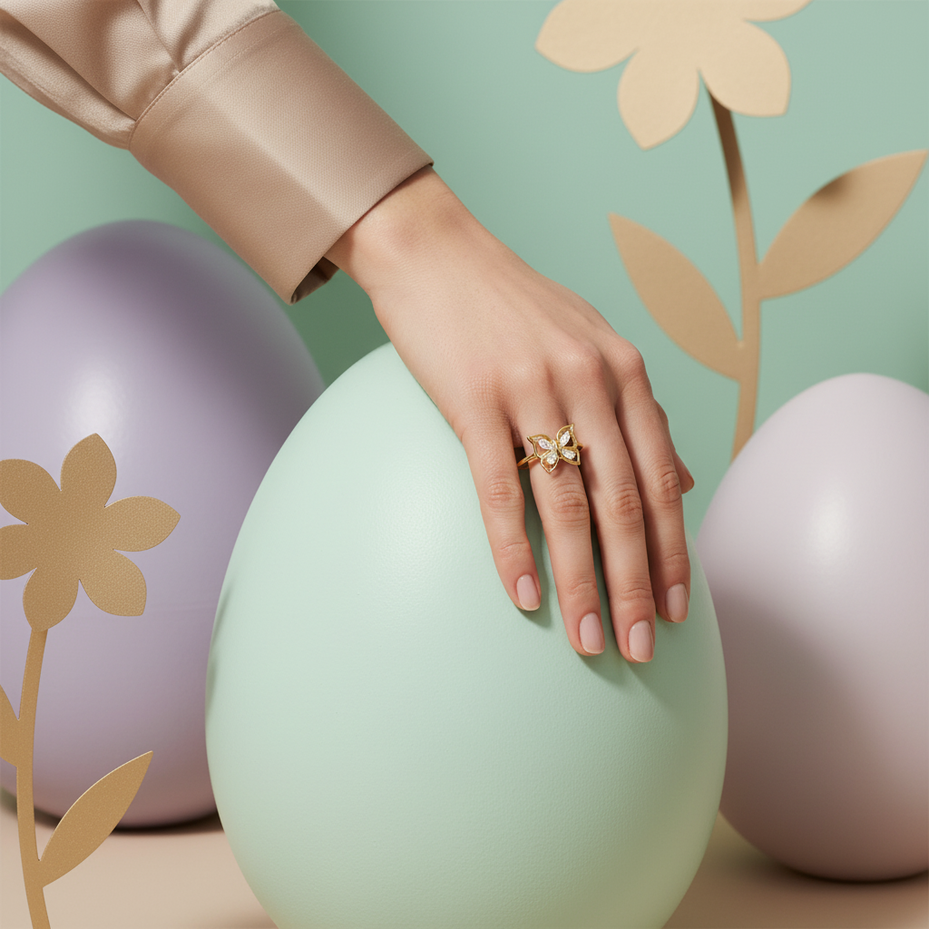 Anillo de plata de ley con mariposa y circonita cúbica
