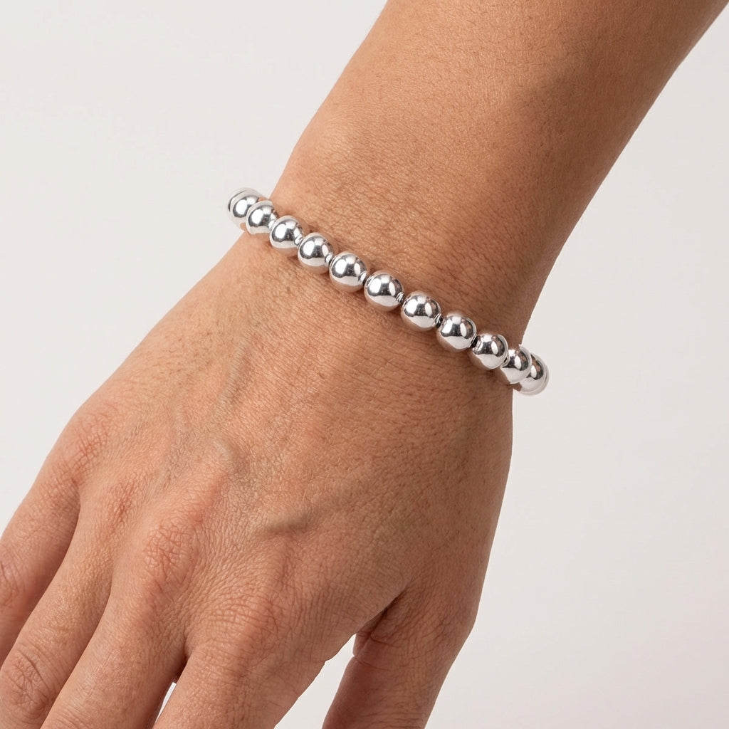 Pulsera de cuentas italiana de plata esterlina