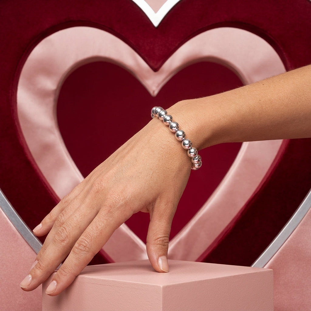 Pulsera de cuentas italiana de plata esterlina
